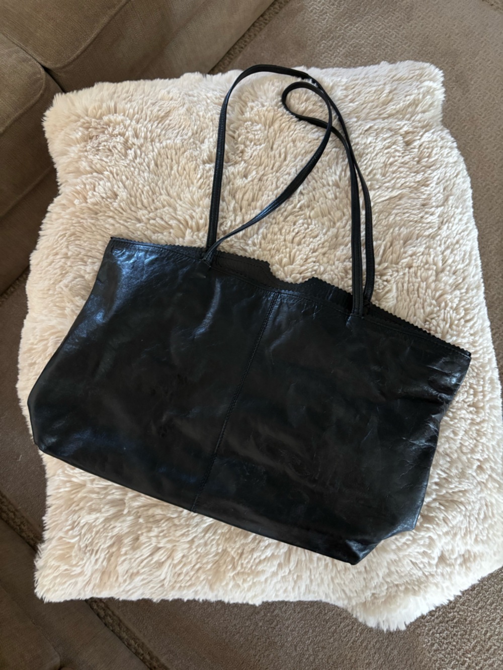 Latico Carmen Black Leather Shoulder Tote Bag